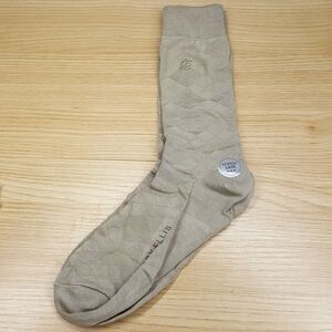 PERRY ELLIS Mens Crew Dress Socks Solid Tan Diamond Print Soft Touch